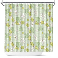 Hawaii Anthurium Tiare Pikake Lei Shower Curtain Sage Green Lauhala Art Pattern LT01 Green - Polynesian Pride