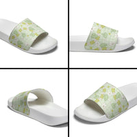 Hawaii Anthurium Tiare Pikake Lei Slide Sandals Sage Green Lauhala Art Pattern LT01 - Polynesian Pride