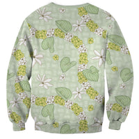 Hawaii Anthurium Tiare Pikake Lei Sweatshirt Sage Green Lauhala Art Pattern LT01 - Polynesian Pride