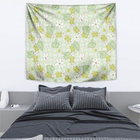 Hawaii Anthurium Tiare Pikake Lei Tapestry Sage Green Lauhala Art Pattern LT01 - Polynesian Pride
