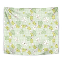 Hawaii Anthurium Tiare Pikake Lei Tapestry Sage Green Lauhala Art Pattern LT01 - Polynesian Pride