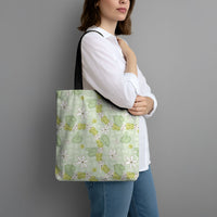 Hawaii Anthurium Tiare Pikake Lei Tote Bag Sage Green Lauhala Art Pattern