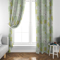 Hawaii Anthurium Tiare Pikake Lei Window Curtain Sage Green Lauhala Art Pattern LT01 - Polynesian Pride