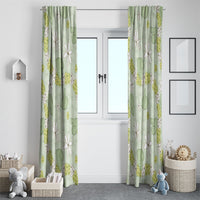 Hawaii Anthurium Tiare Pikake Lei Window Curtain Sage Green Lauhala Art Pattern LT01 - Polynesian Pride