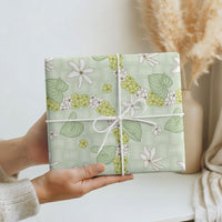 Hawaii Anthurium Tiare Pikake Lei Wrapping Paper Sage Green Lauhala Art Pattern LT01 - Polynesian Pride