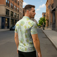 Hawaii Anthurium Tiare Pikake Lei Zipper Polo Shirt Sage Green Lauhala Art Pattern LT01 - Polynesian Pride