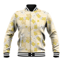 Hawaii Anthurium Tiare Pikake Lei Baseball Jacket Melemele Lauhala Art Pattern LT01 Unisex Yellow - Polynesian Pride