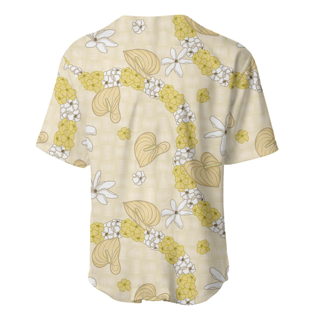 Hawaii Anthurium Tiare Pikake Lei Baseball Jersey Melemele Lauhala Art Pattern LT01 - Polynesian Pride