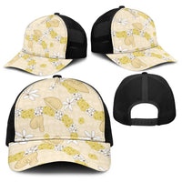 Hawaii Anthurium Tiare Pikake Lei Baseball Net Cap Melemele Lauhala Art Pattern