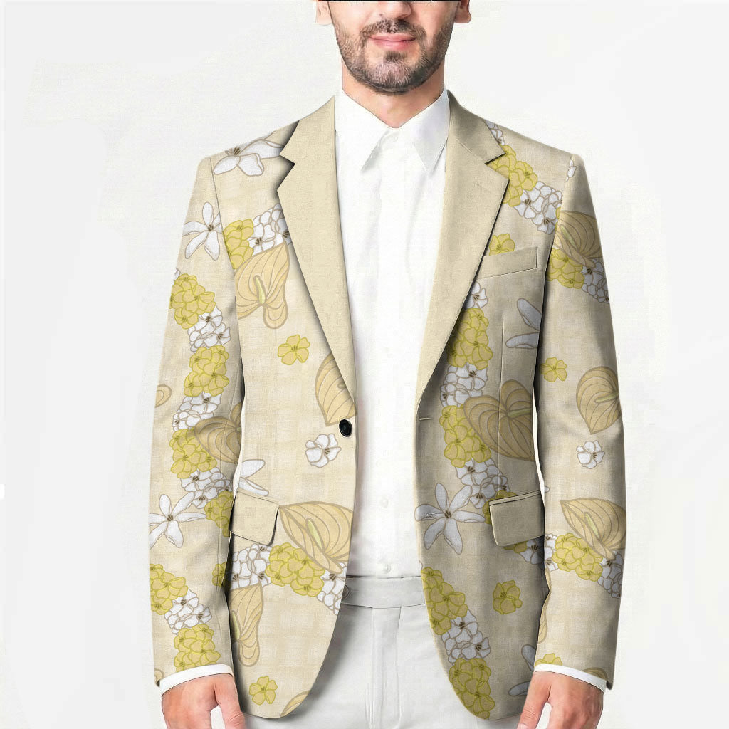 Hawaii Anthurium Tiare Pikake Lei Blazer Melemele Lauhala Art Pattern LT01 - Polynesian Pride
