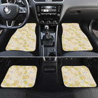 Hawaii Anthurium Tiare Pikake Lei Car Mats Melemele Lauhala Art Pattern LT01 Set 4pcs Yellow - Polynesian Pride