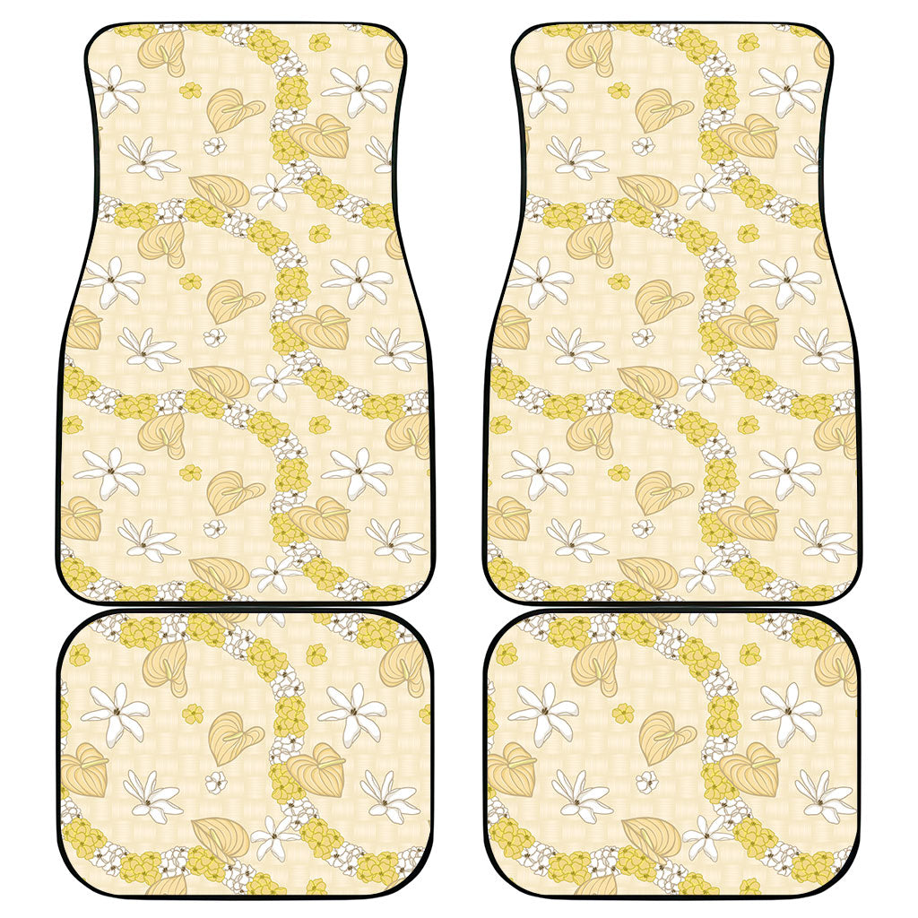 Hawaii Anthurium Tiare Pikake Lei Car Mats Melemele Lauhala Art Pattern LT01 - Polynesian Pride