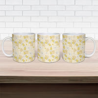 Hawaii Anthurium Tiare Pikake Lei Ceramic Mug Melemele Lauhala Art Pattern