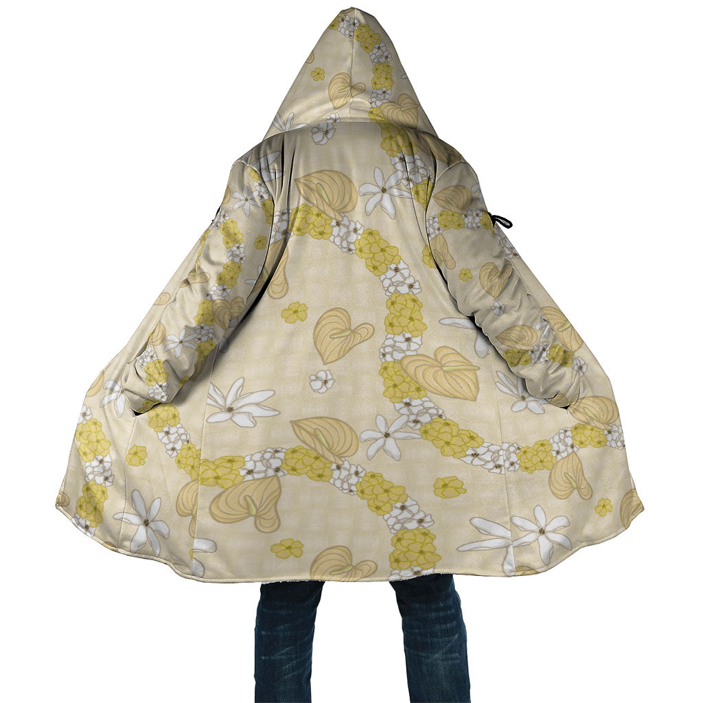 Hawaii Anthurium Tiare Pikake Lei Cloak Melemele Lauhala Art Pattern LT01 Unisex Yellow - Polynesian Pride