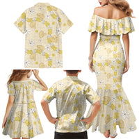 Hawaii Anthurium Tiare Pikake Lei Family Matching Mermaid Dress and Hawaiian Shirt Melemele Lauhala Art Pattern