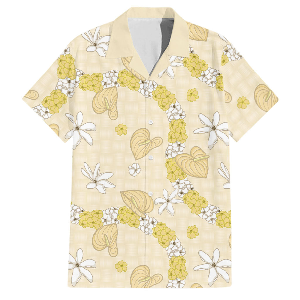 Hawaii Anthurium Tiare Pikake Lei Family Matching Summer Maxi Dress and Hawaiian Shirt Melemele Lauhala Art Pattern