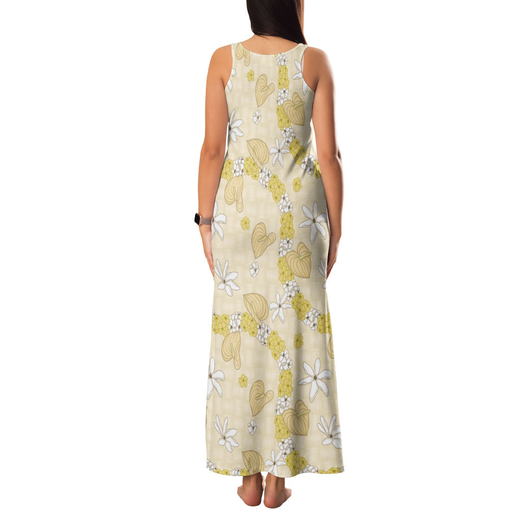 Hawaii Anthurium Tiare Pikake Lei Family Matching Tank Maxi Dress and Hawaiian Shirt Melemele Lauhala Art Pattern