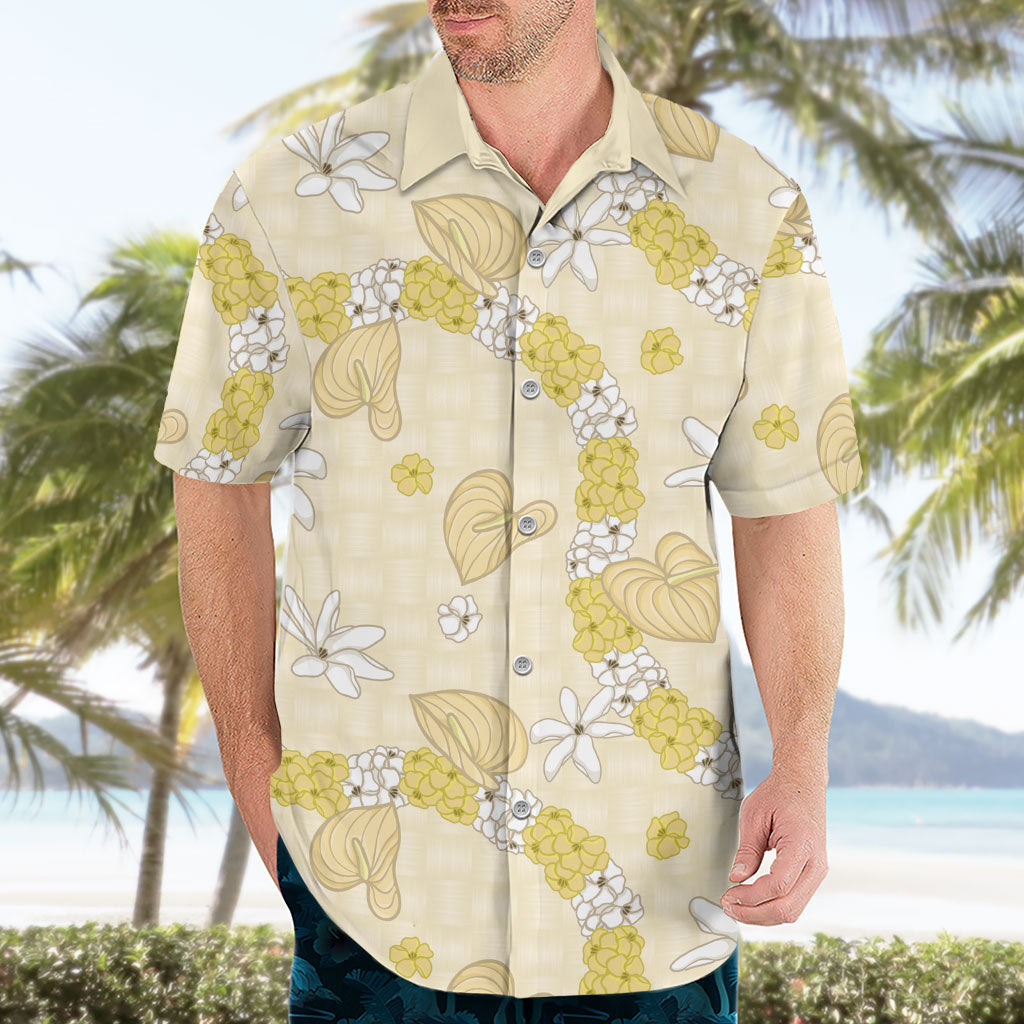 Hawaii Anthurium Tiare Pikake Lei Hawaiian Shirt Melemele Lauhala Art Pattern