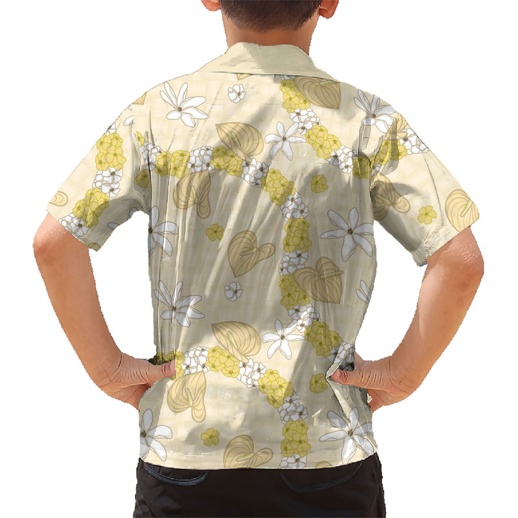 Hawaii Anthurium Tiare Pikake Lei Kid Hawaiian Shirt Melemele Lauhala Art Pattern LT01 - Polynesian Pride