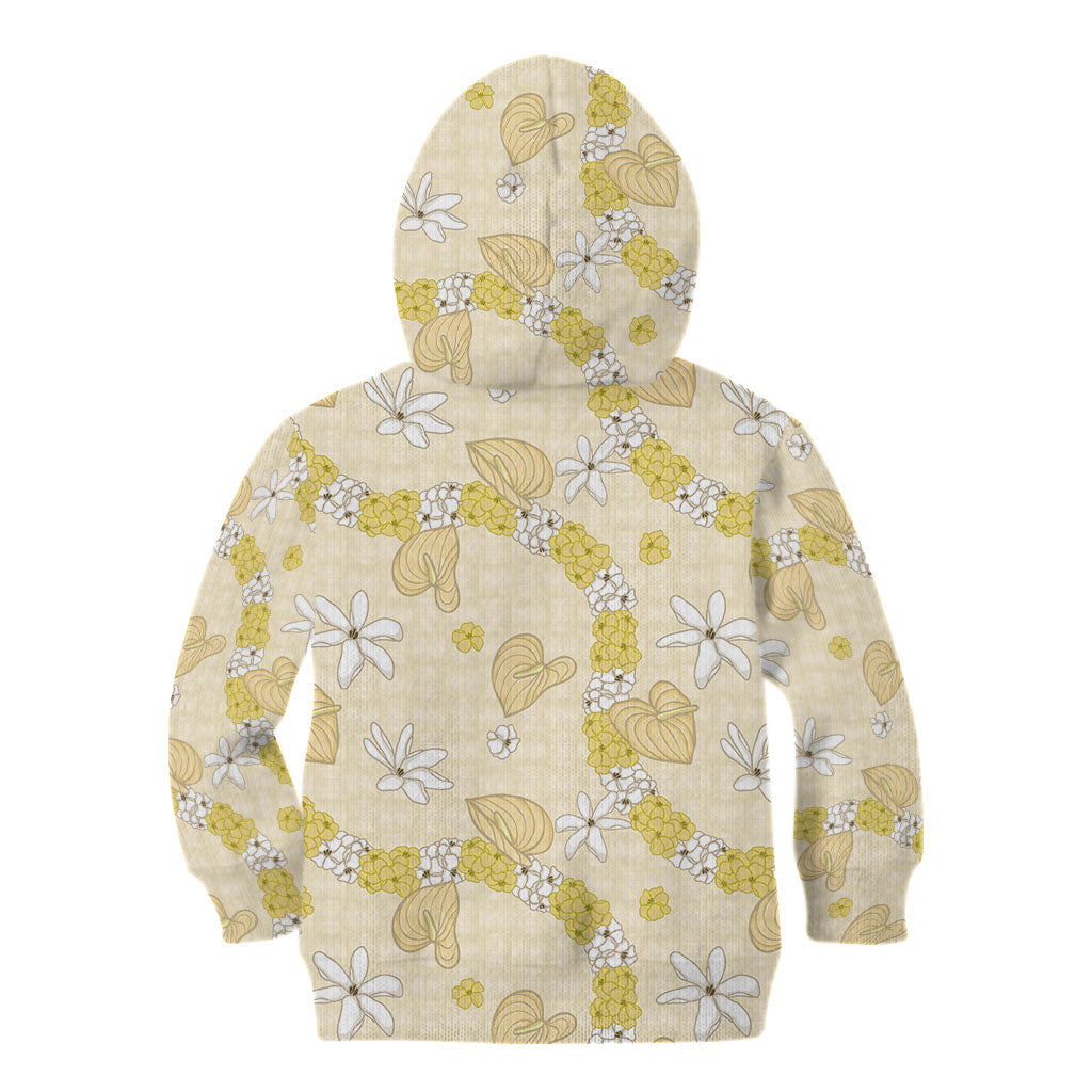 Hawaii Anthurium Tiare Pikake Lei Kid Hoodie Melemele Lauhala Art Pattern LT01 - Polynesian Pride