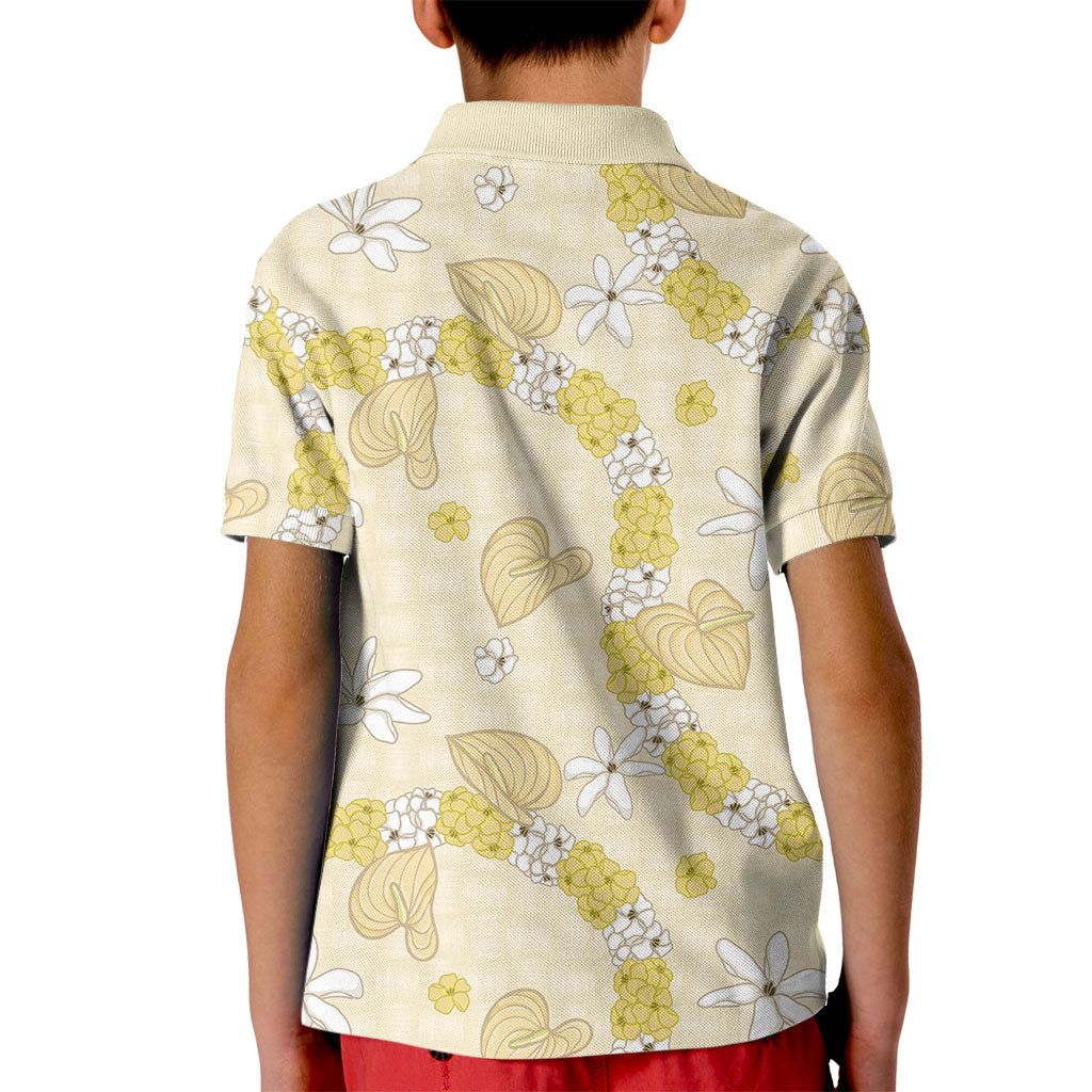 Hawaii Anthurium Tiare Pikake Lei Kid Polo Shirt Melemele Lauhala Art Pattern LT01 - Polynesian Pride