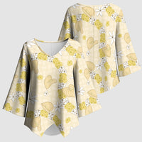 Hawaii Anthurium Tiare Pikake Lei Kimono Sleeve Blouse Melemele Lauhala Art Pattern