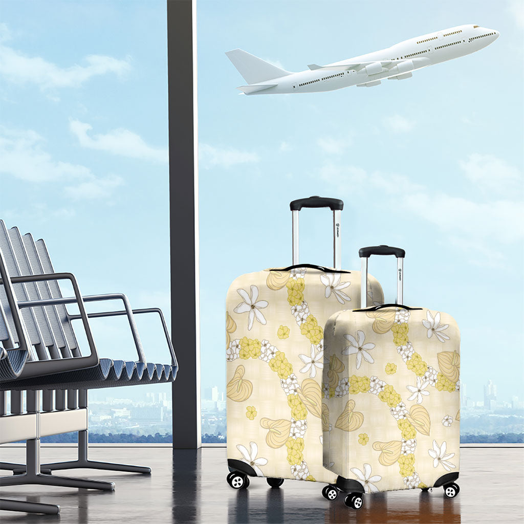 Hawaii Anthurium Tiare Pikake Lei Luggage Cover Melemele Lauhala Art Pattern LT01 - Polynesian Pride