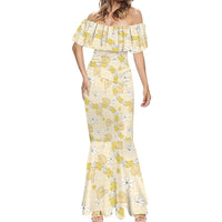 Hawaii Anthurium Tiare Pikake Lei Mermaid Dress Melemele Lauhala Art Pattern