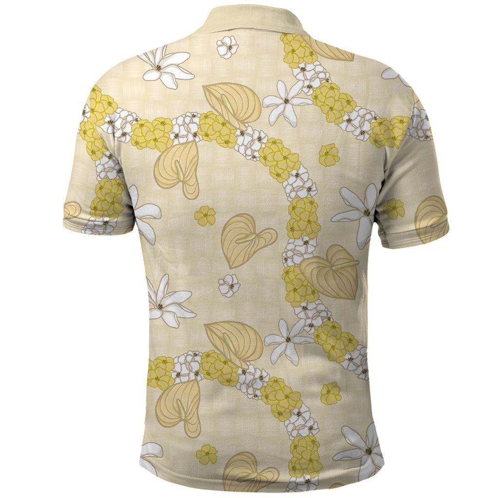 Hawaii Anthurium Tiare Pikake Lei Polo Shirt Melemele Lauhala Art Pattern LT01 - Polynesian Pride