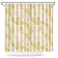 Hawaii Anthurium Tiare Pikake Lei Shower Curtain Melemele Lauhala Art Pattern LT01 Yellow - Polynesian Pride