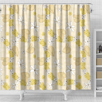 Hawaii Anthurium Tiare Pikake Lei Shower Curtain Melemele Lauhala Art Pattern LT01 - Polynesian Pride