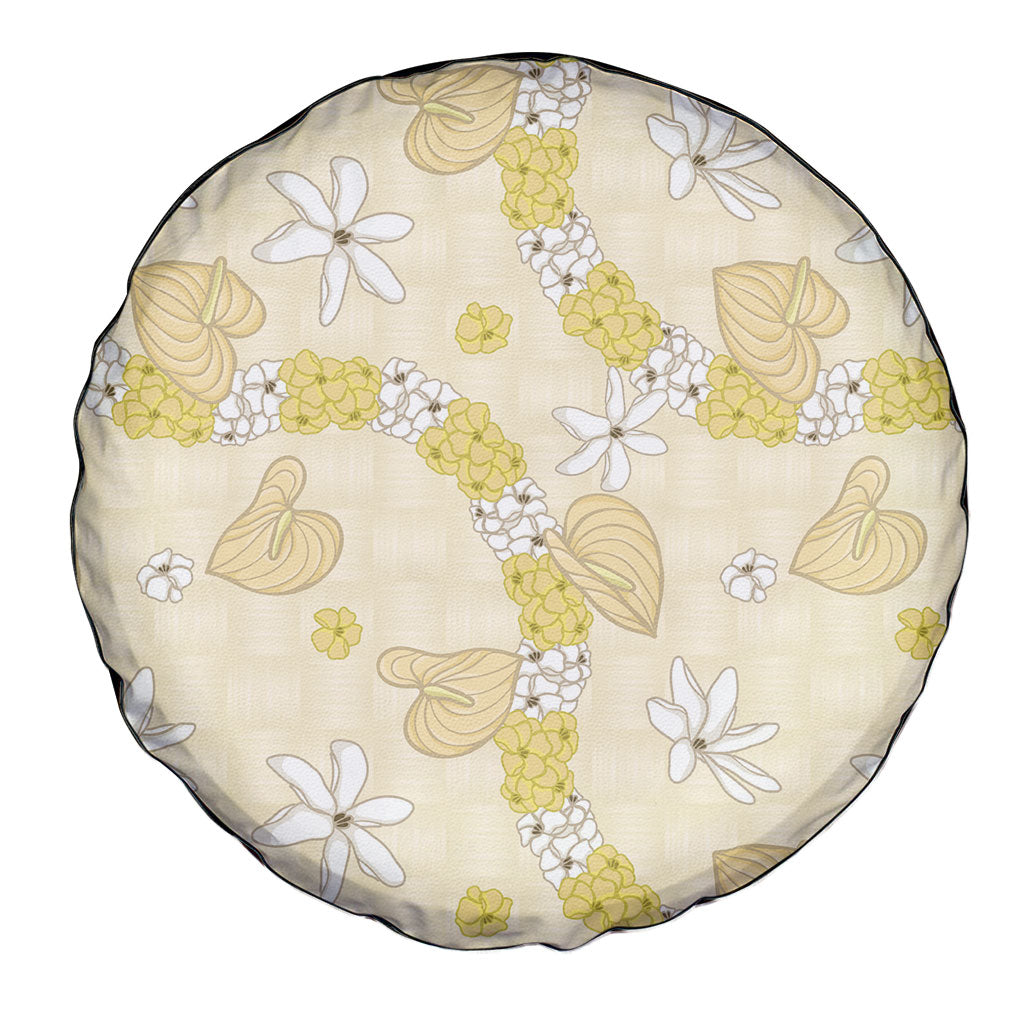 Hawaii Anthurium Tiare Pikake Lei Spare Tire Cover Melemele Lauhala Art Pattern LT01 - Polynesian Pride