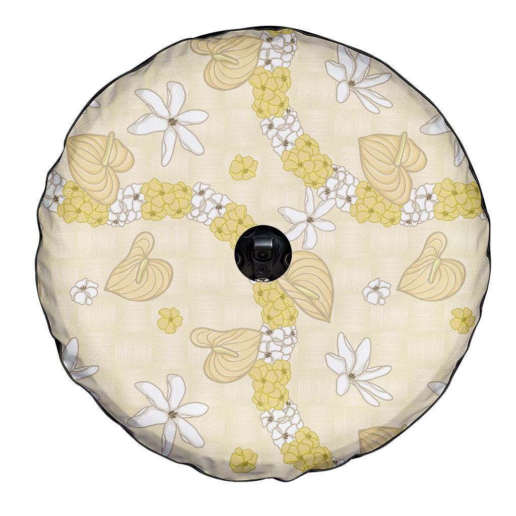 Hawaii Anthurium Tiare Pikake Lei Spare Tire Cover Melemele Lauhala Art Pattern LT01 - Polynesian Pride