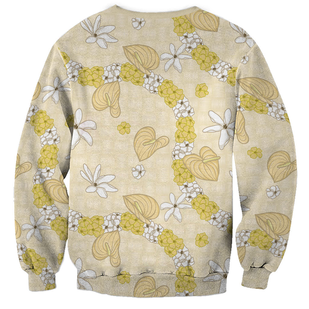 Hawaii Anthurium Tiare Pikake Lei Sweatshirt Melemele Lauhala Art Pattern LT01 - Polynesian Pride