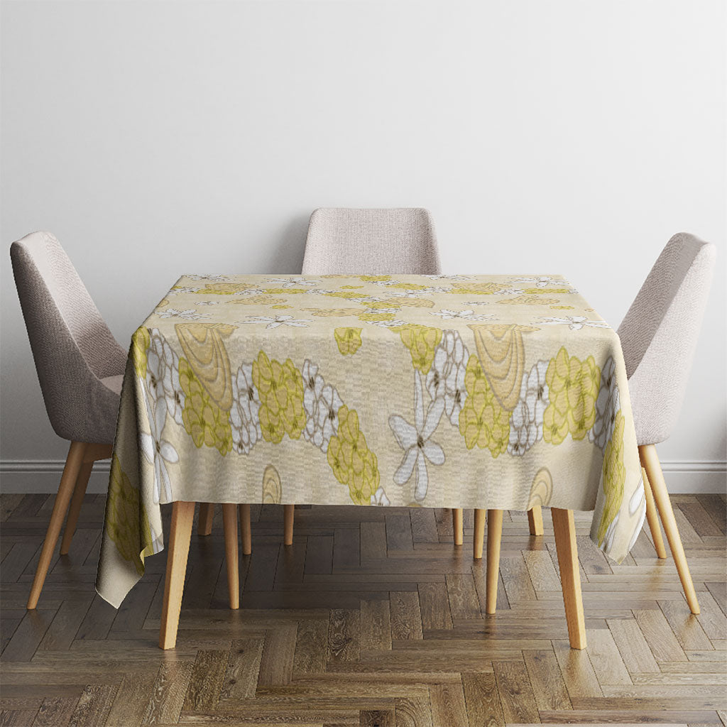 Hawaii Anthurium Tiare Pikake Lei Tablecloth Melemele Lauhala Art Pattern LT01 - Polynesian Pride