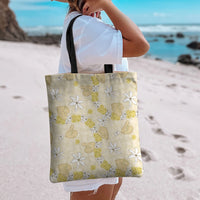 Hawaii Anthurium Tiare Pikake Lei Tote Bag Melemele Lauhala Art Pattern