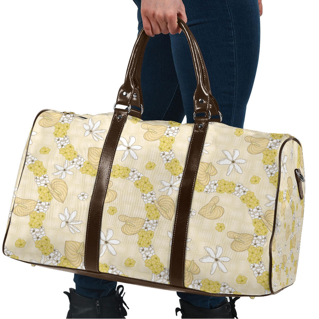 Hawaii Anthurium Tiare Pikake Lei Travel Bag Melemele Lauhala Art Pattern LT01 - Polynesian Pride