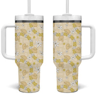 Hawaii Anthurium Tiare Pikake Lei Tumbler With Handle Melemele Lauhala Art Pattern