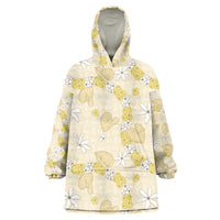 Hawaii Anthurium Tiare Pikake Lei Wearable Blanket Hoodie Melemele Lauhala Art Pattern LT01 One Size Yellow - Polynesian Pride