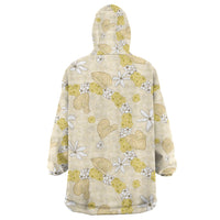Hawaii Anthurium Tiare Pikake Lei Wearable Blanket Hoodie Melemele Lauhala Art Pattern LT01 - Polynesian Pride