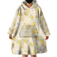 Hawaii Anthurium Tiare Pikake Lei Wearable Blanket Hoodie Melemele Lauhala Art Pattern LT01 - Polynesian Pride