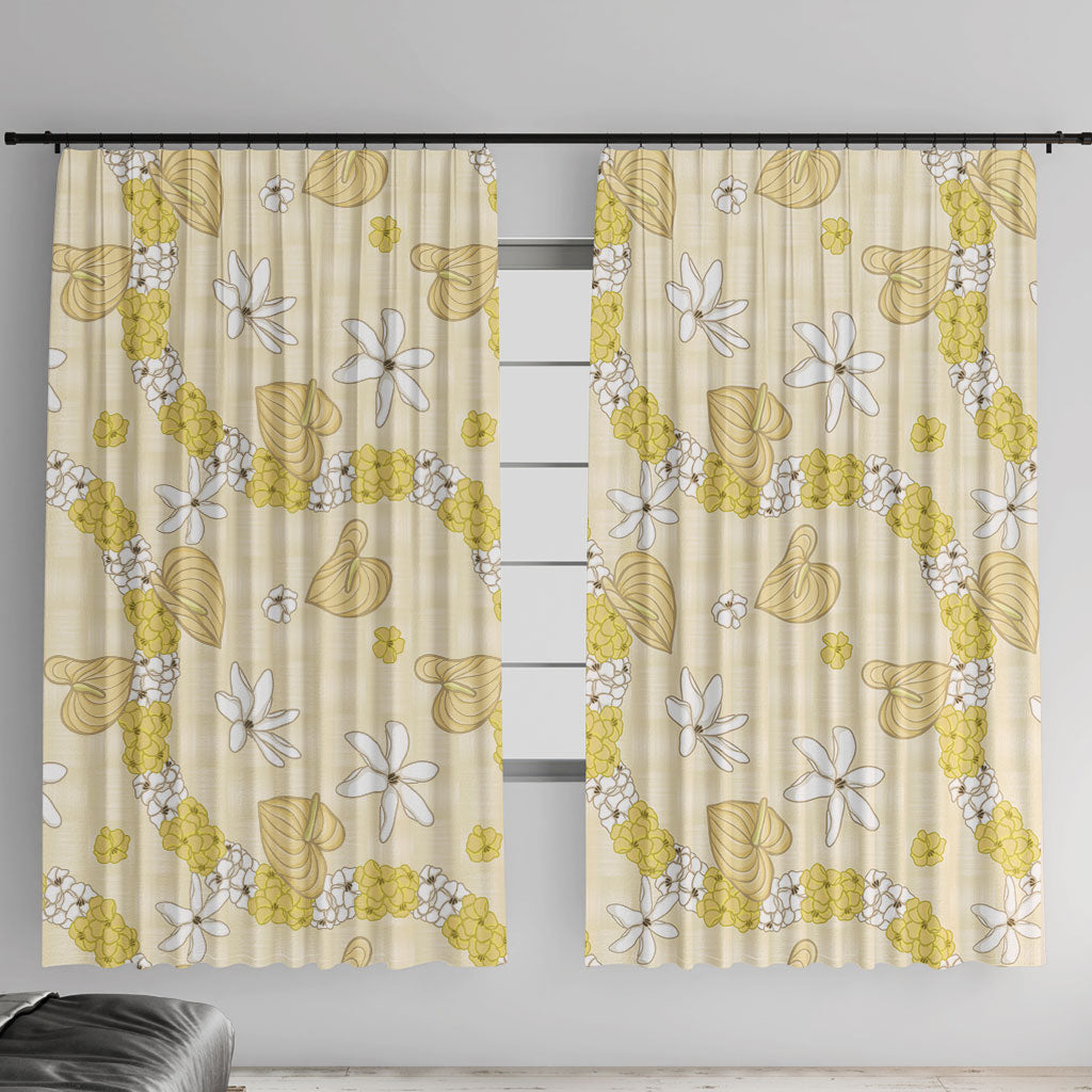 Hawaii Anthurium Tiare Pikake Lei Window Curtain Melemele Lauhala Art Pattern