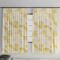 Hawaii Anthurium Tiare Pikake Lei Window Curtain Melemele Lauhala Art Pattern LT01 With Hooks Yellow - Polynesian Pride