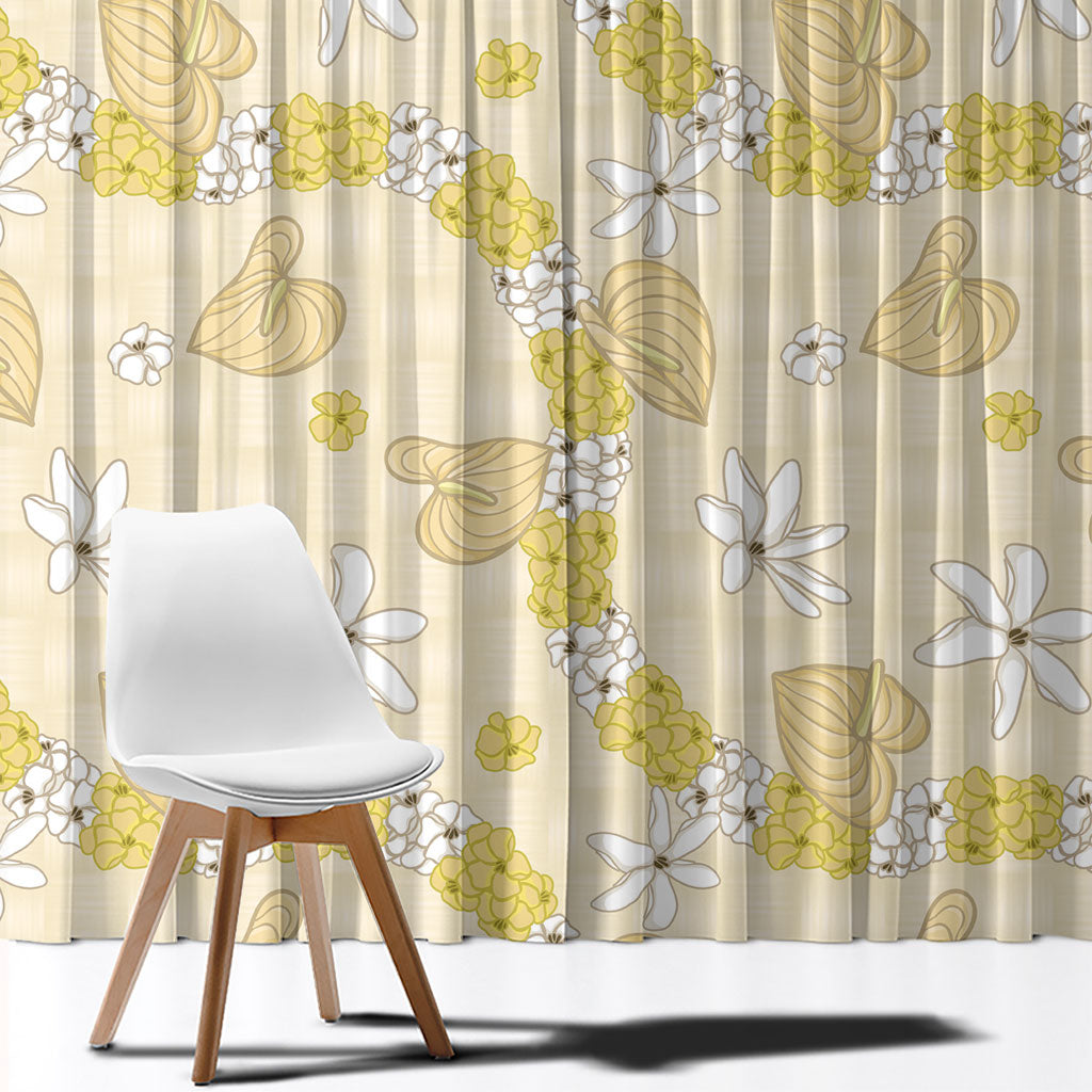 Hawaii Anthurium Tiare Pikake Lei Window Curtain Melemele Lauhala Art Pattern LT01 - Polynesian Pride
