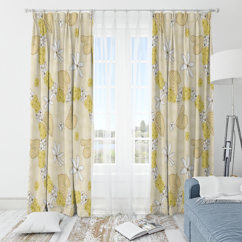 Hawaii Anthurium Tiare Pikake Lei Window Curtain Melemele Lauhala Art Pattern LT01 - Polynesian Pride