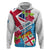 Fiji Day Hoodie Fijian Hibiscus Special Version LT01 Zip Hoodie White - Polynesian Pride