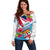 Fiji Day Off Shoulder Sweater Fijian Hibiscus Special Version LT01 Women White - Polynesian Pride