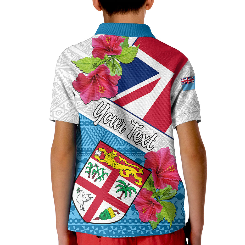 Personalised Fiji Day Kid Polo Shirt Fijian Hibiscus Special Version LT01 - Polynesian Pride
