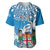 Fiji Baseball Jersey Bula Fijian Tapa Pattern LT01 Blue - Polynesian Pride