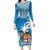 Fiji Long Sleeve Bodycon Dress Bula Fijian Tapa Pattern LT01 Long Dress Blue - Polynesian Pride